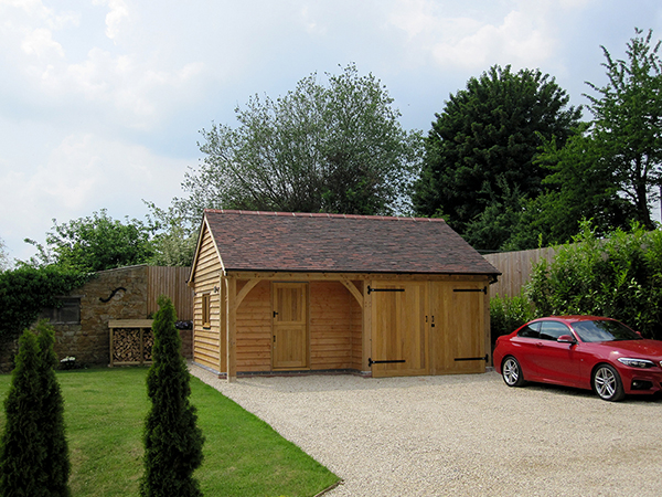 Oak framed garage and office project by Shires Oak Buildings